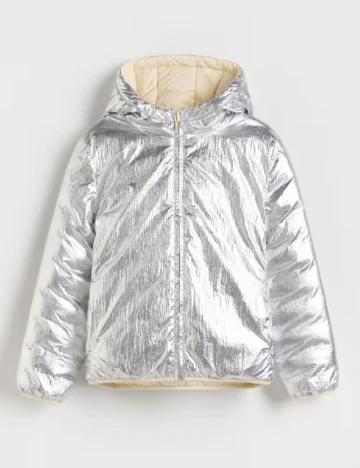 Geaca reversibila Reserved, crem/gri