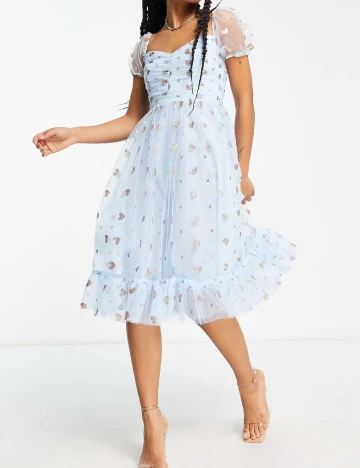 Rochie medie Collective The Label, bleu Albastru