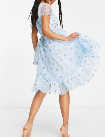 Rochie medie Collective The Label, bleu Albastru