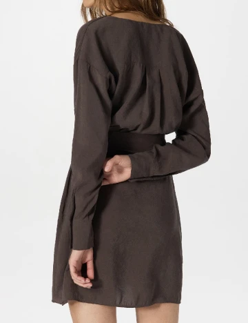Rochie scurta Reserved, maro inchis