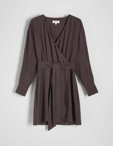 Rochie scurta Reserved, maro inchis