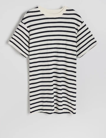 Rochie scurta Reserved, alb/bleumarin