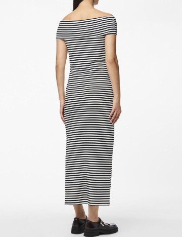 Rochie lunga Pieces, alb/negru