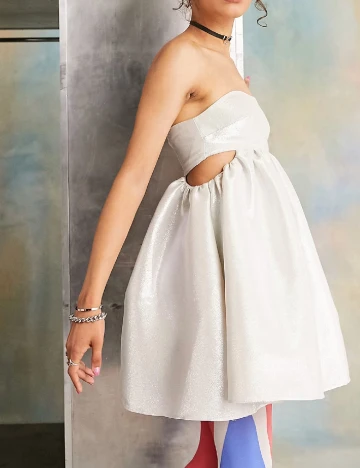 Rochie scurta COLLUSION, argintiu Gri