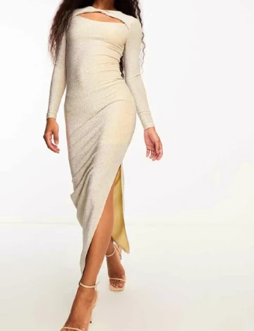 Rochie lunga Collective The Label, crem