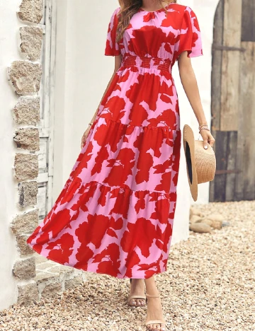 Rochie lunga SHEIN, rosu/roz Rosu