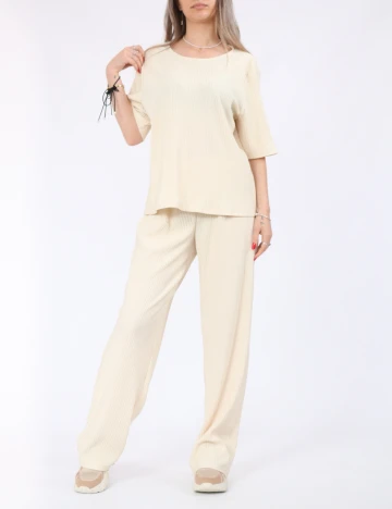 Pantaloni Pieces, crem