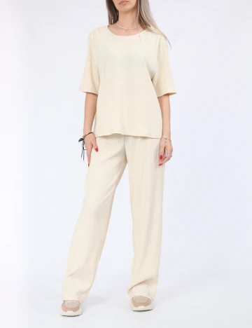 Pantaloni Pieces, crem