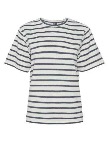 Tricou Pieces, ecru/albastru