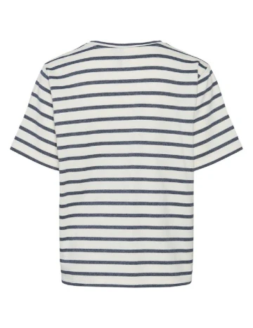 Tricou Pieces, ecru/albastru