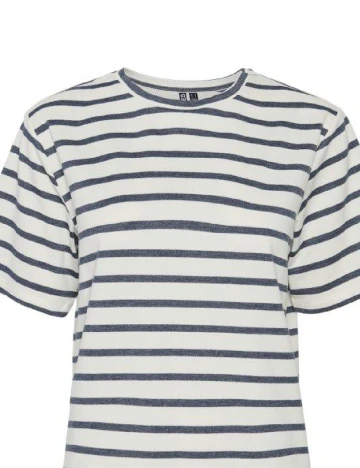 Tricou Pieces, ecru/albastru