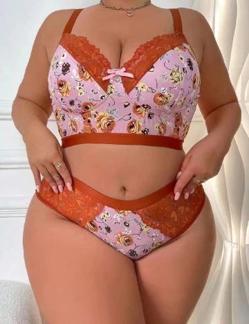 Set lenjerie SHEIN CURVE, roz Roz