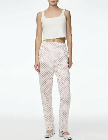 
						Pantaloni Pieces, alb