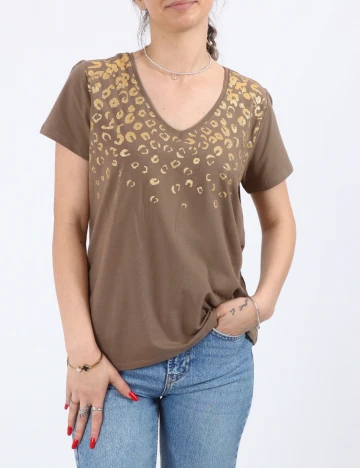 Tricou Pieces, maro