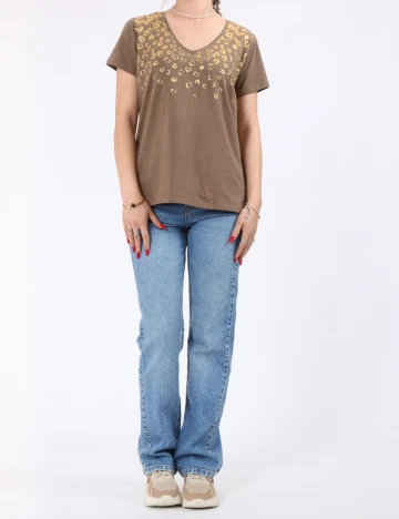 Tricou Pieces, maro