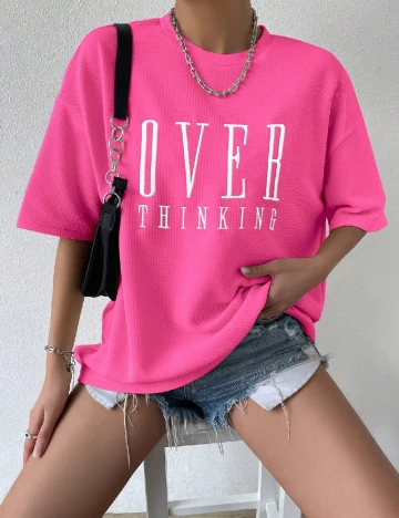 Tricou Oversize SHEIN, roz
