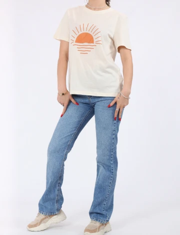 Tricou Pieces, crem