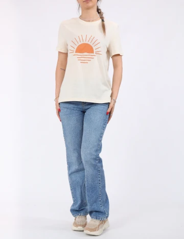 Tricou Pieces, crem
