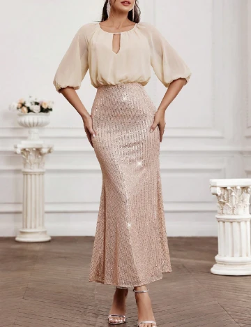 Rochie lunga SHEIN, crem