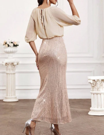 Rochie lunga SHEIN, crem
