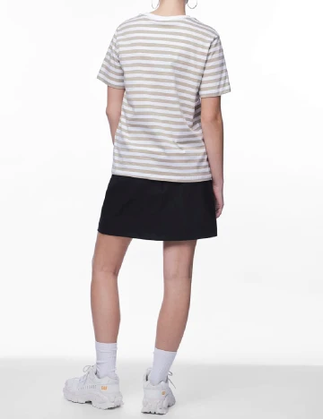 Tricou Pieces, alb/maro