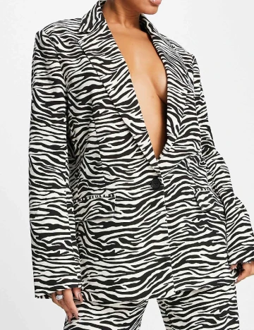 Sacou Oversize Kaiia, alb/negru Alb