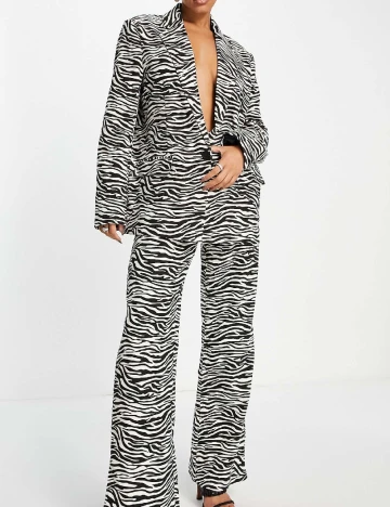 Sacou Oversize Kaiia, alb/negru Alb
