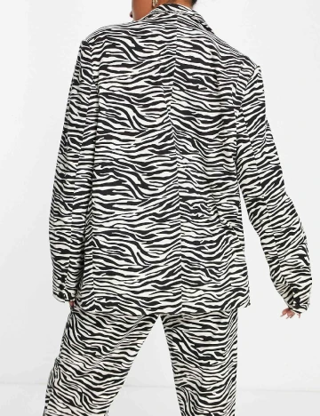 Sacou Oversize Kaiia, alb/negru Alb
