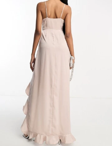 Rochie lunga Lola May, roz pudra