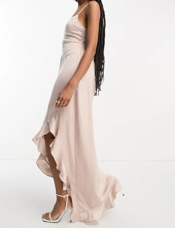 Rochie lunga Lola May, roz pudra