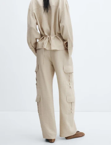 Pantaloni Mango, bej Crem