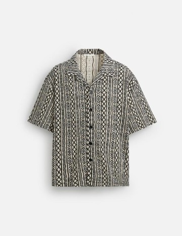 Camasa Zara, crem/negru