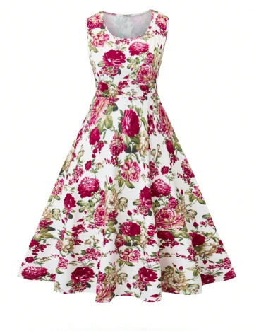 Rochie medie SHEIN CURVE, floral print