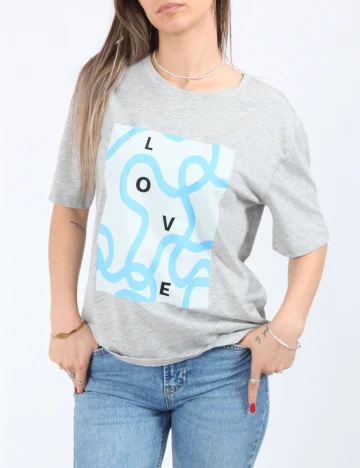 Tricou Pieces, gri