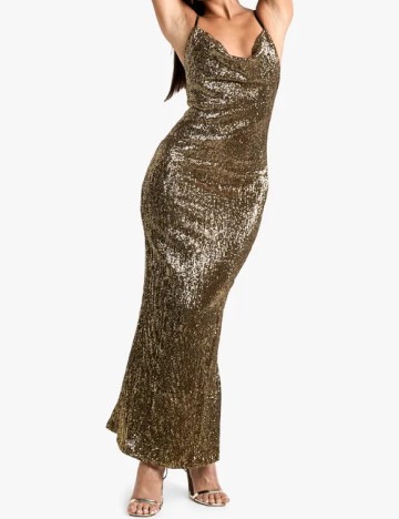 
						Rochie lunga Boohoo, auriu