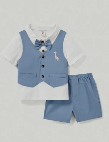 Compleu CozyCub, alb/albastru Albastru