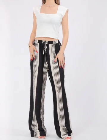 Pantaloni Pieces, bej/negru
