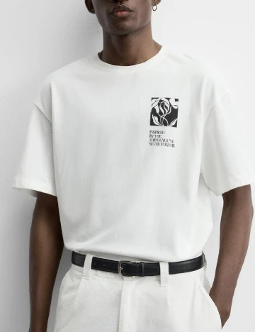 Tricou Zara, alb Alb