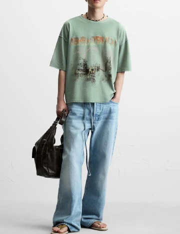 Tricou Oversize Zara, verde Verde