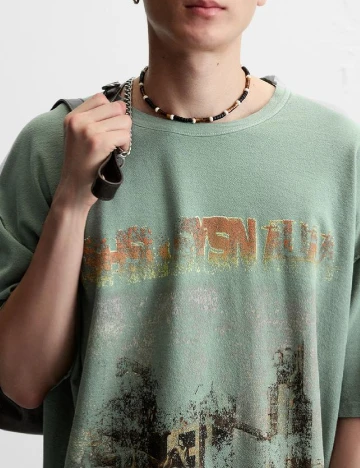Tricou Oversize Zara, verde Verde