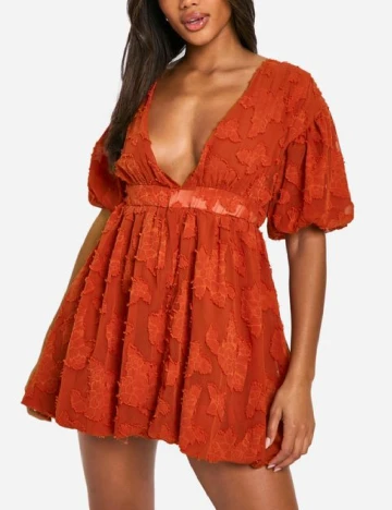 Rochie scurta Boohoo, caramiziu Maro