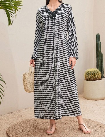 Rochie lunga SHEIN, alb/negru