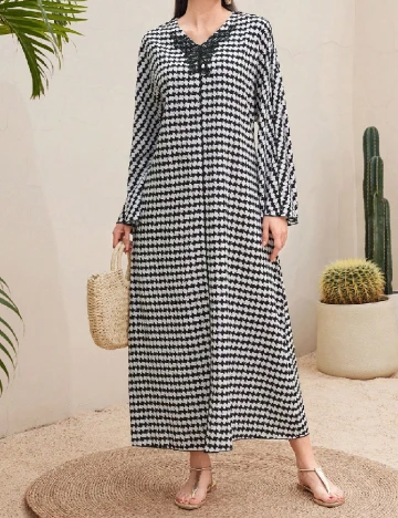 Rochie lunga SHEIN, alb/negru