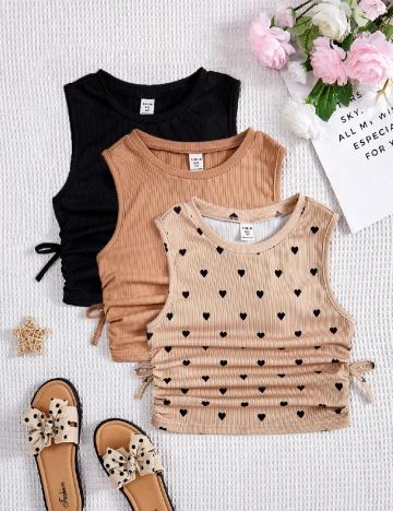 Set topuri 3 bucati Shein Kids, mix culori Mix culori