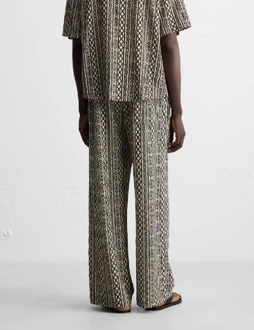 Pantaloni Zara, ecru/negru