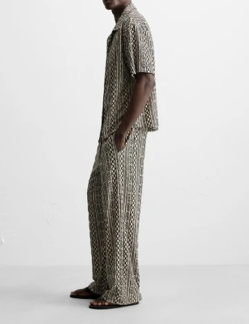 Pantaloni Zara, ecru/negru