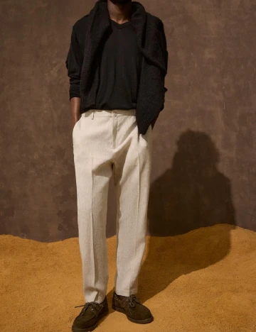 Pantaloni Zara, bej Crem