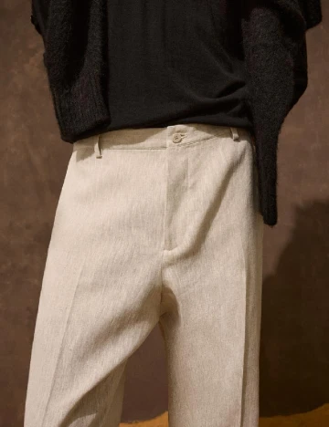 Pantaloni Zara, bej Crem