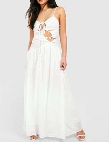 
						Rochie lunga Boohoo, alb