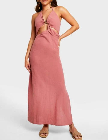 Rochie lunga Boohoo, roz pudra Roz